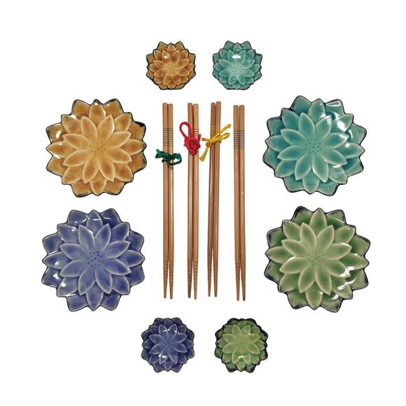 Chopsticks Andrea By Sadek Lotus Flower Sushi Set - Picture 1 of 6